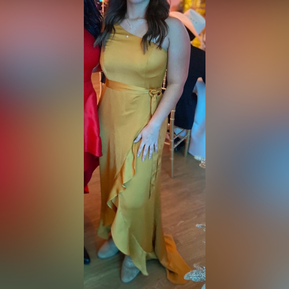 David's Bridal Yellow High Low Sundress for Weddings